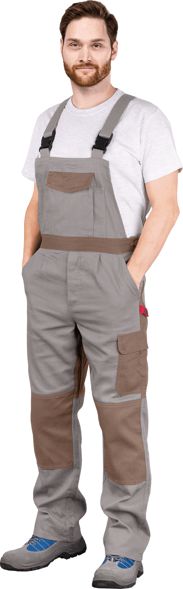 Pracovní kalhoty s laclem DELUX BROWN