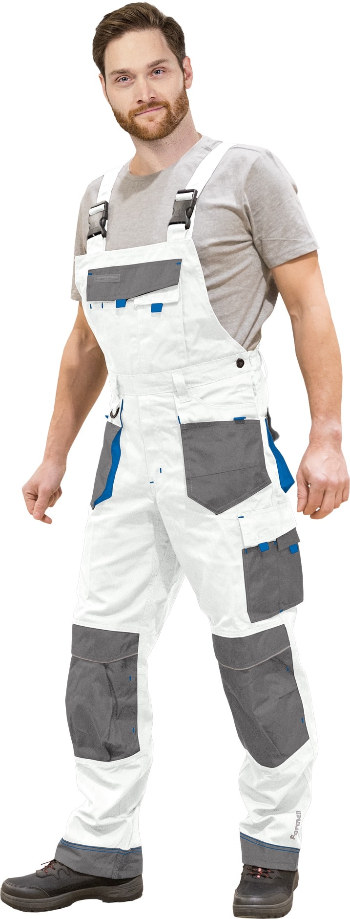 Pracovní kalhoty s laclem PROFI COOL WHITE 2.0