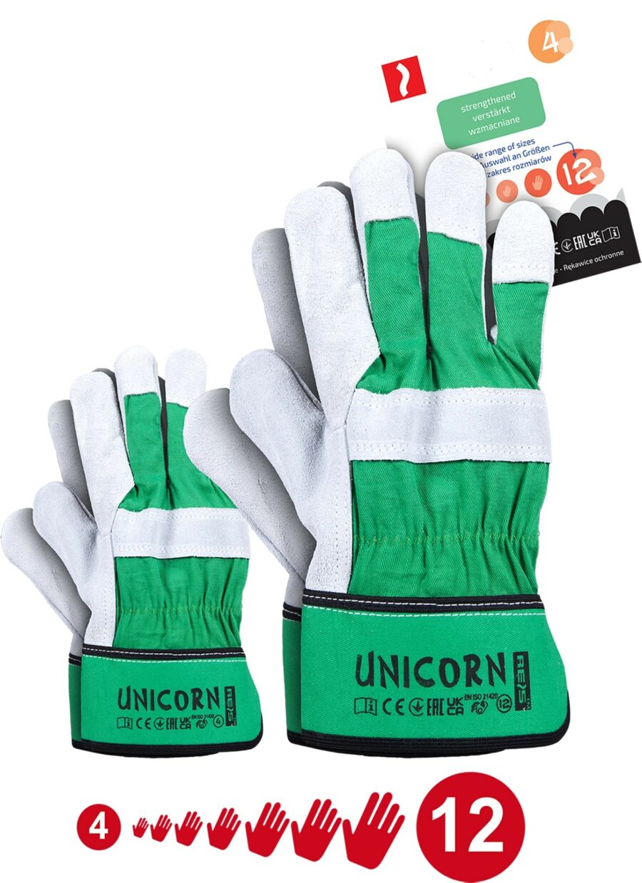 Pracovní kombinované rukavice UNICORN velikost 4 až 12
