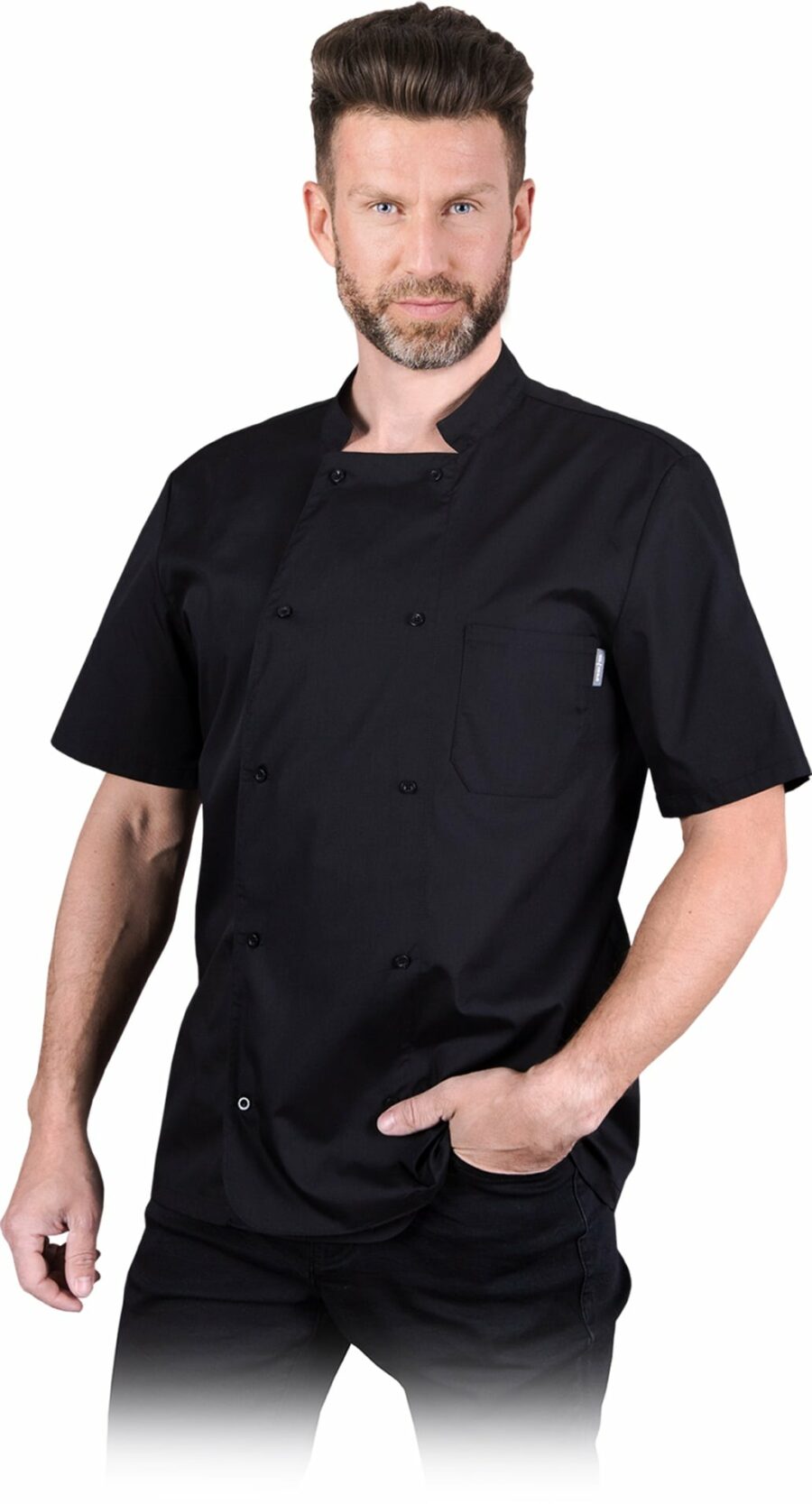 Kuchařský rondon černý FUCO s krátkým rukávem
