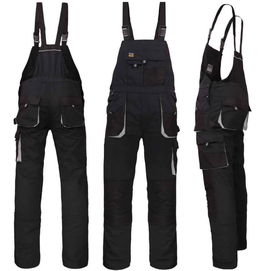 Pracovní kalhoty s laclem FORCE BLACK GRAU