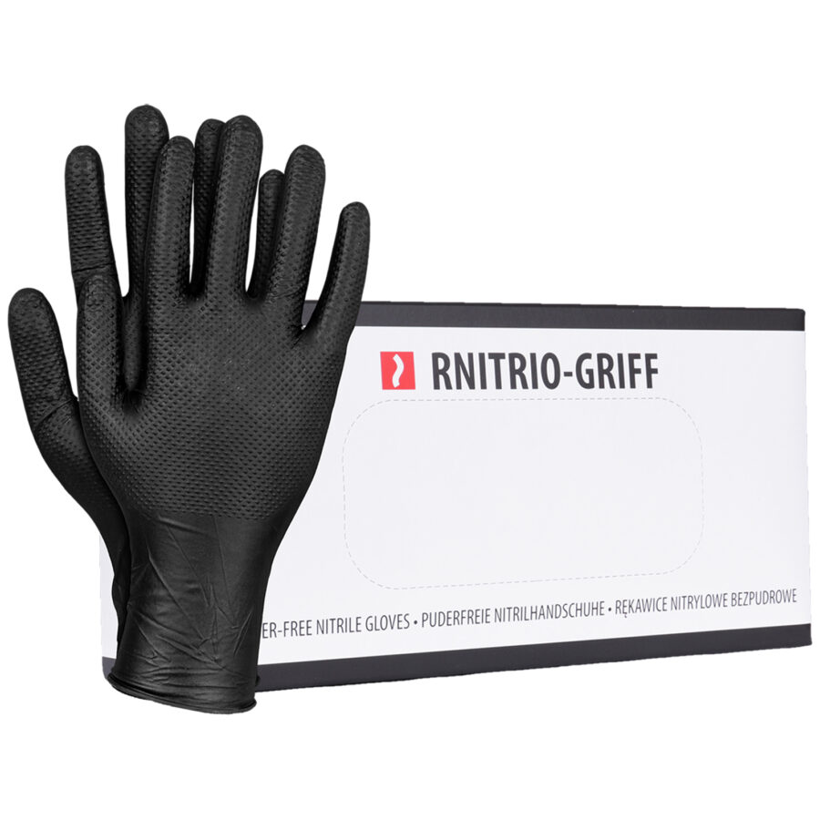 Hrubšie čierne nitrilové rukavice 50ks BLACKER GRIFF nepúdrované