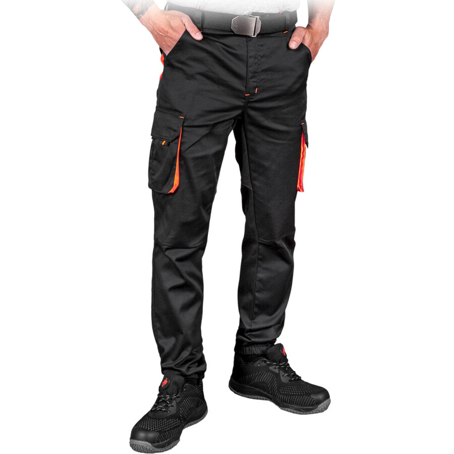 Pracovní kalhoty s elastanem MANJOG BLACK ORANGE