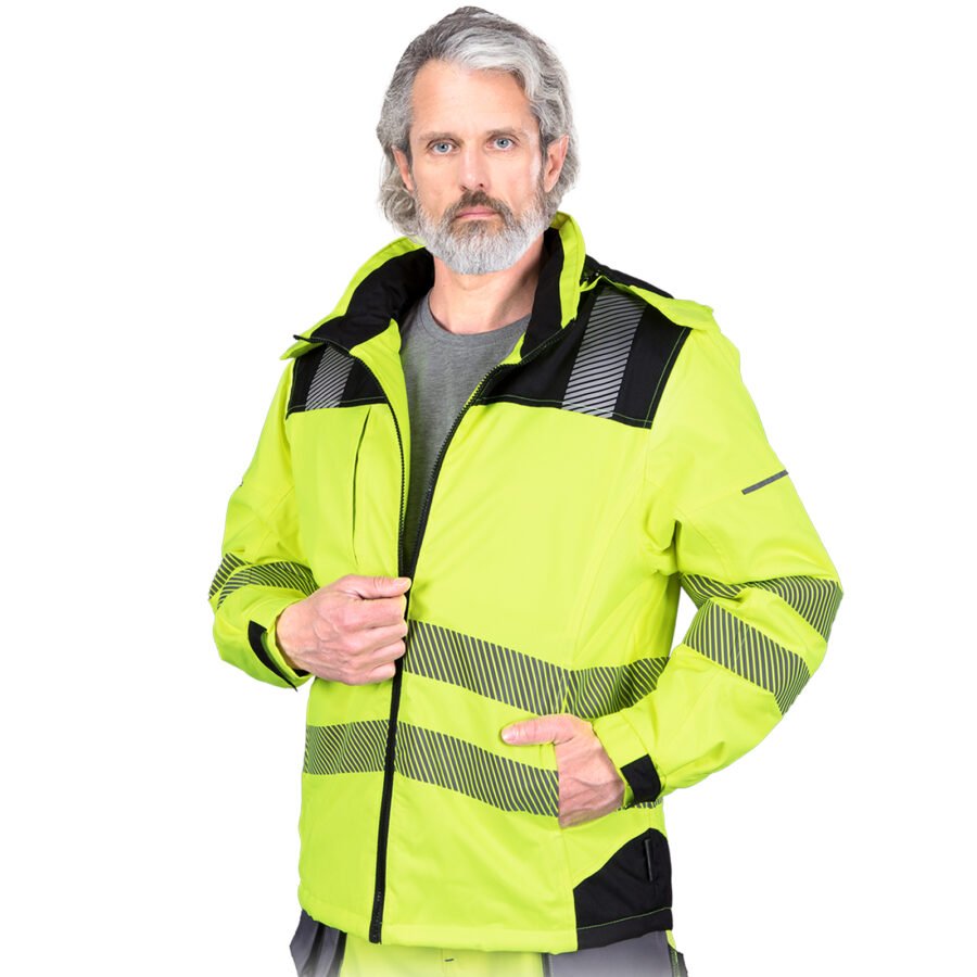 Reflexní zateplená pracovní bunda s kapucí VOLT HIVIS
