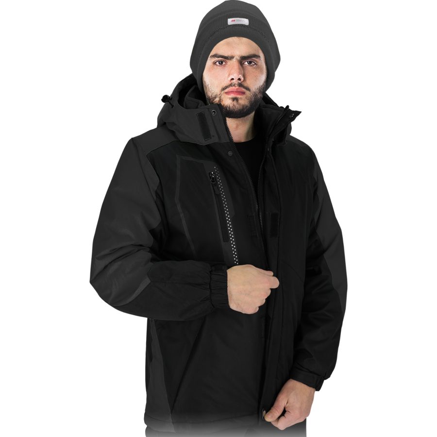 Zimní pracovní bunda s kapucí HOLM BLACK