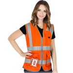 Dámská reflexní vesta se zapínáním na zip LADY ORANGE