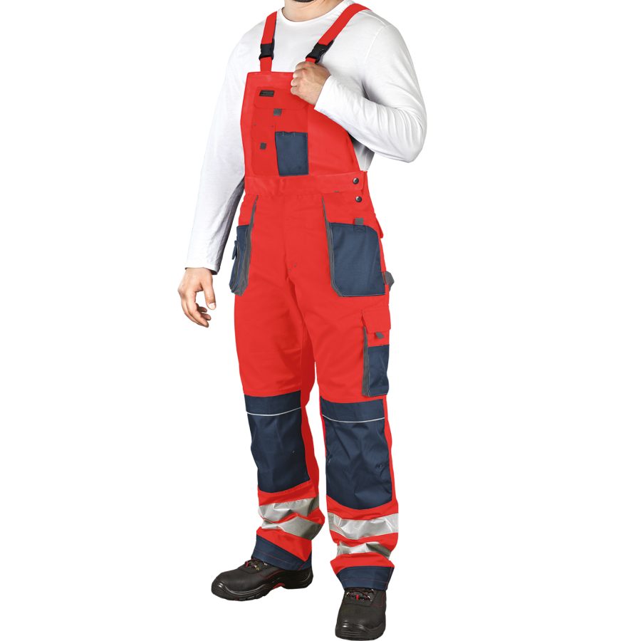 Reflexní kalhoty s laclem PROFI HIVIS NAVY